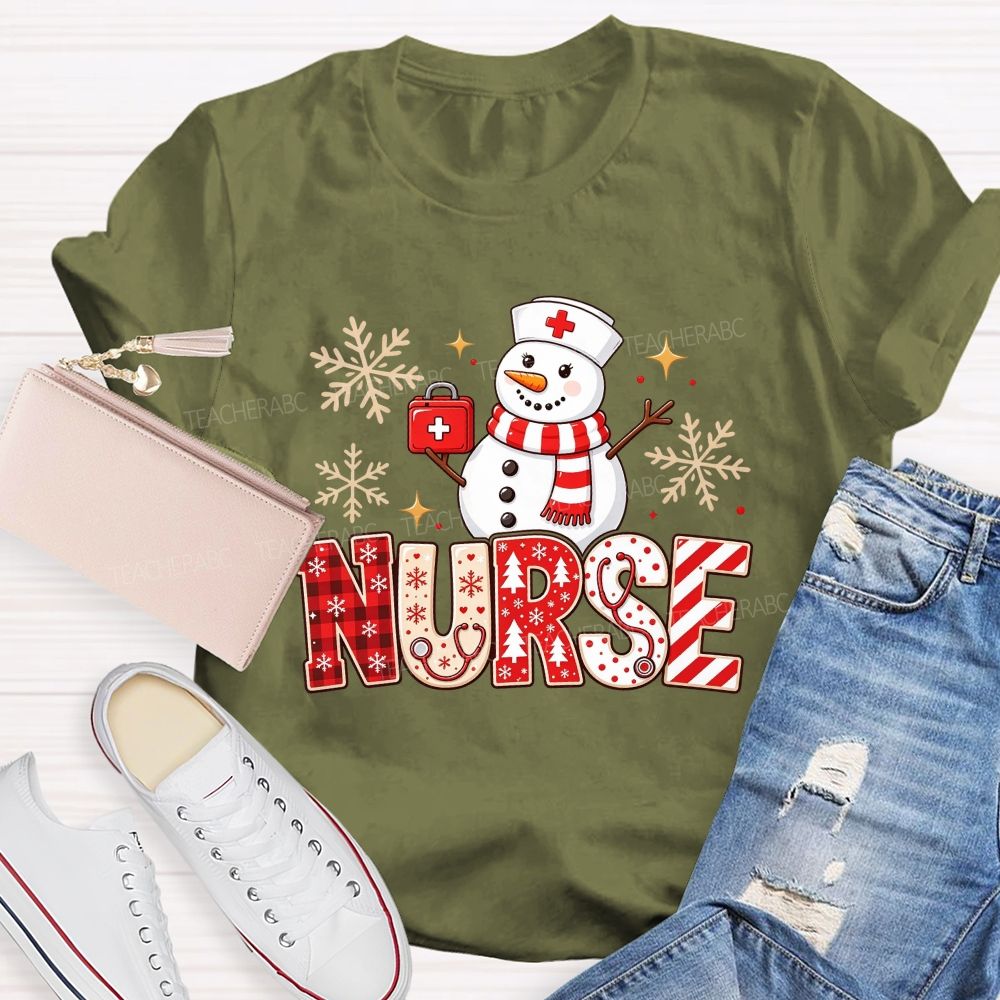 Snowman Nurse Merry Christmas T-shirt