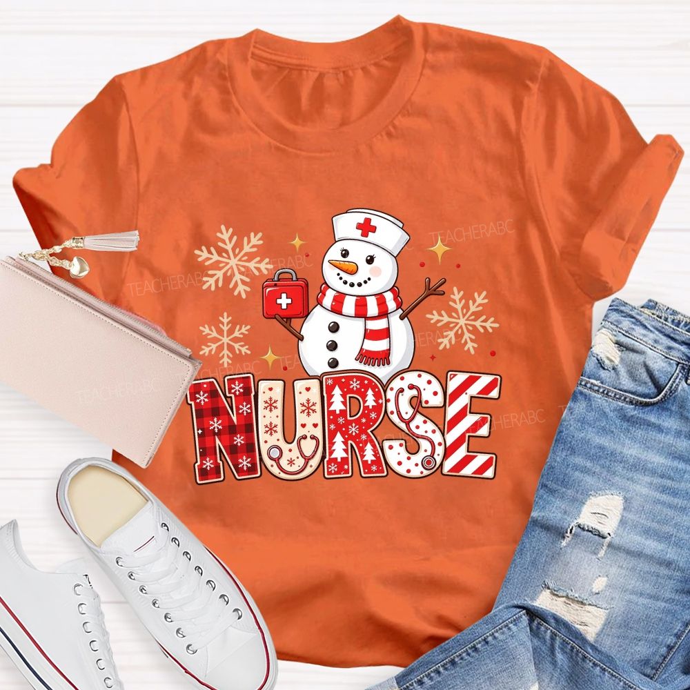 Snowman Nurse Merry Christmas T-shirt