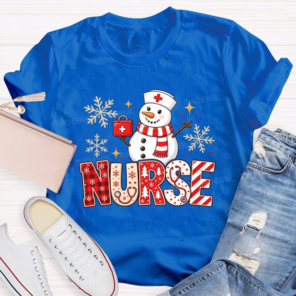 Snowman Nurse Merry Christmas T-shirt