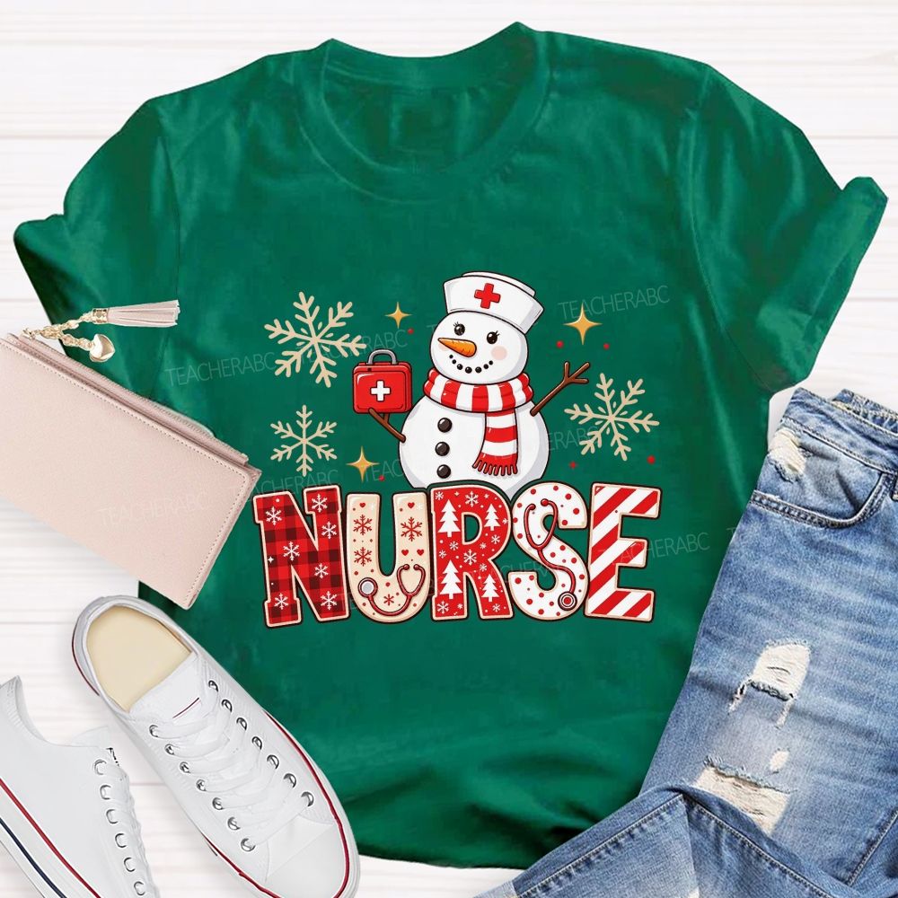 Snowman Nurse Merry Christmas T-shirt