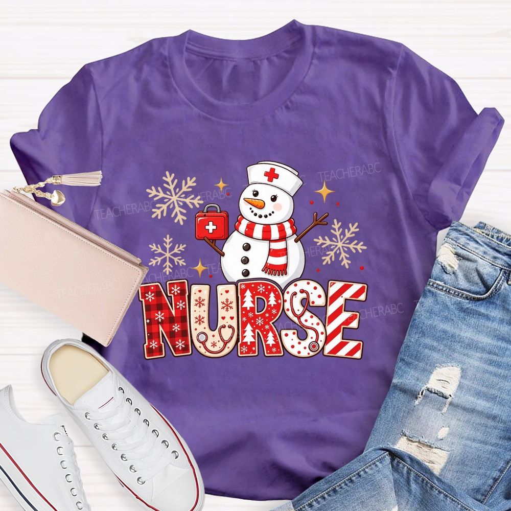 Snowman Nurse Merry Christmas T-shirt