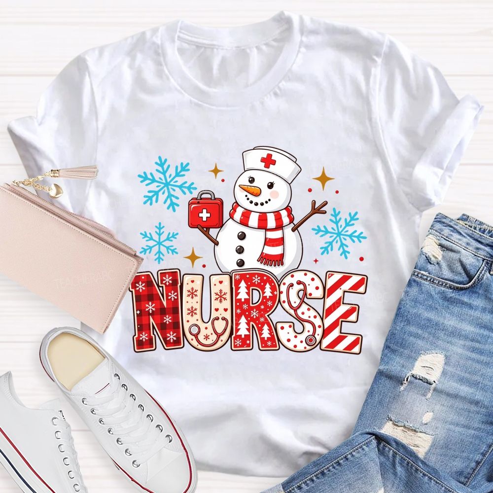 Snowman Nurse Merry Christmas T-shirt