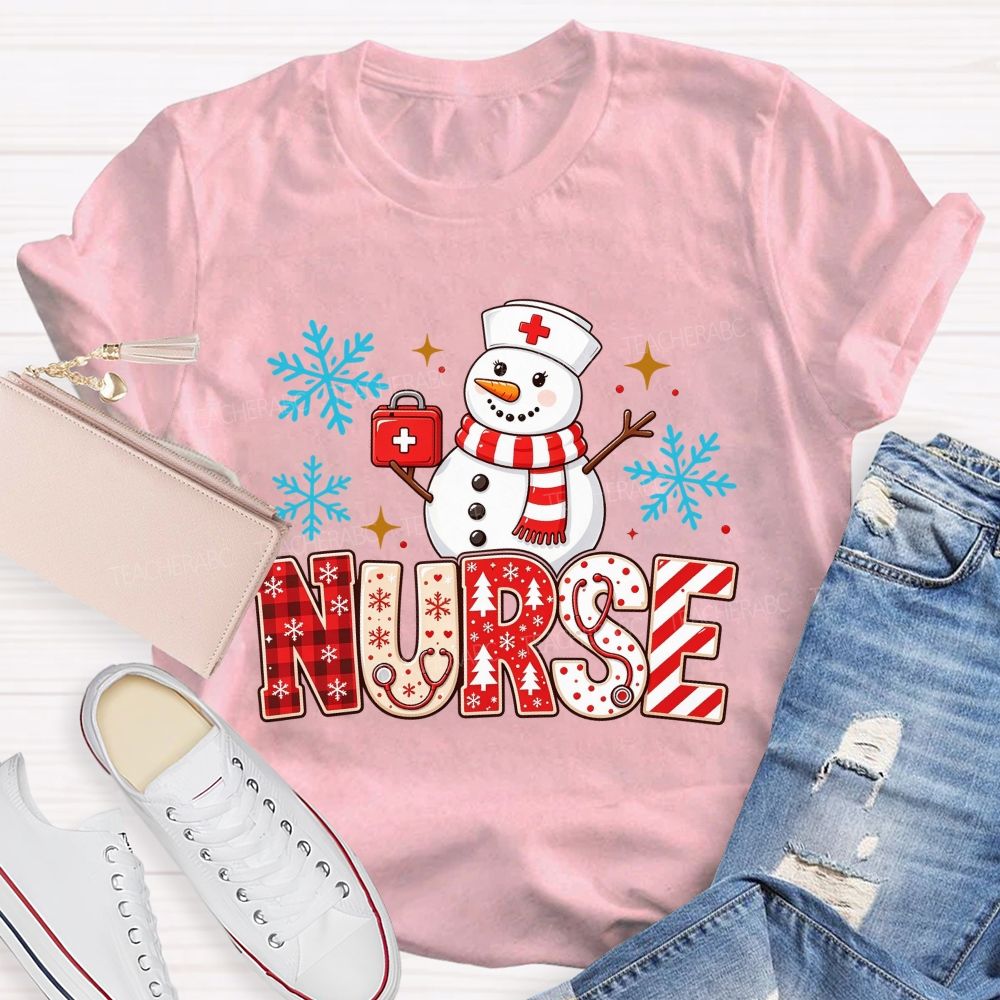 Snowman Nurse Merry Christmas T-shirt