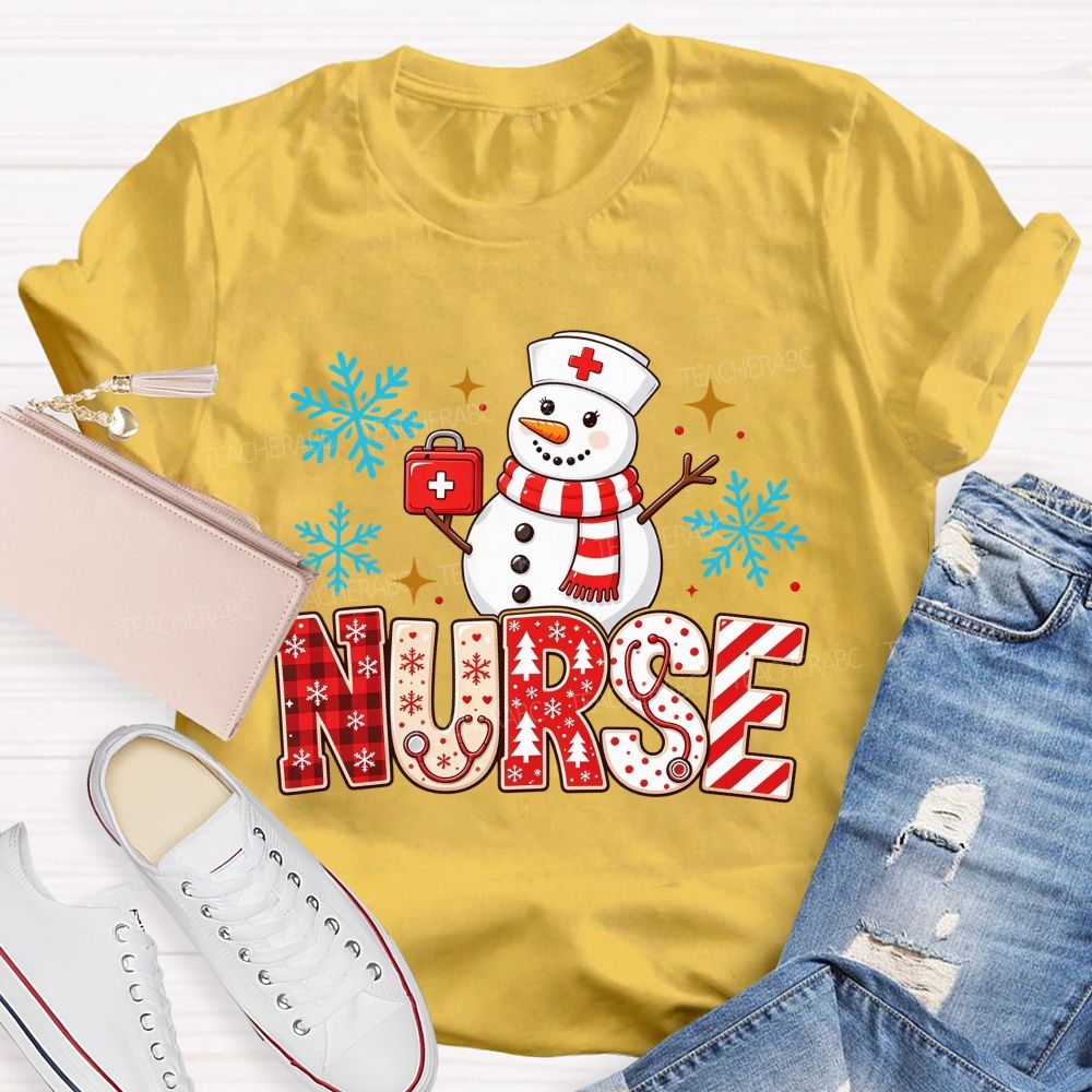 Snowman Nurse Merry Christmas T-shirt