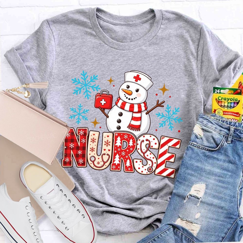 Snowman Nurse Merry Christmas T-shirt