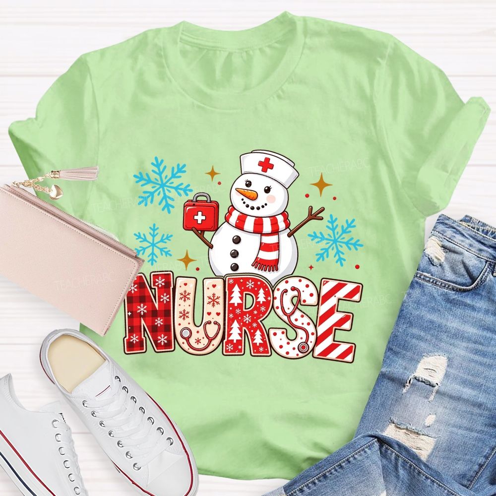 Snowman Nurse Merry Christmas T-shirt