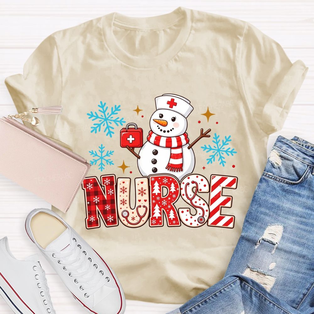Snowman Nurse Merry Christmas T-shirt