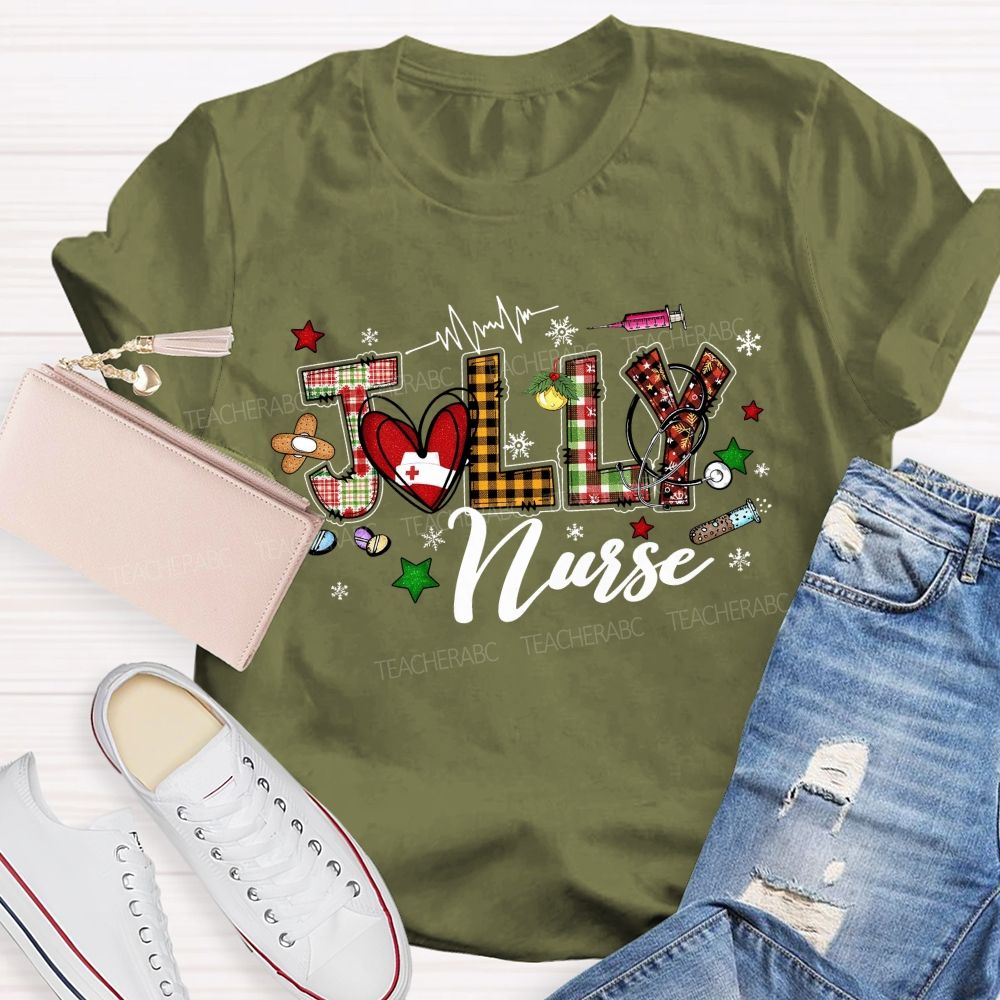 Festive Jolly Nurse Christmas T-shirt