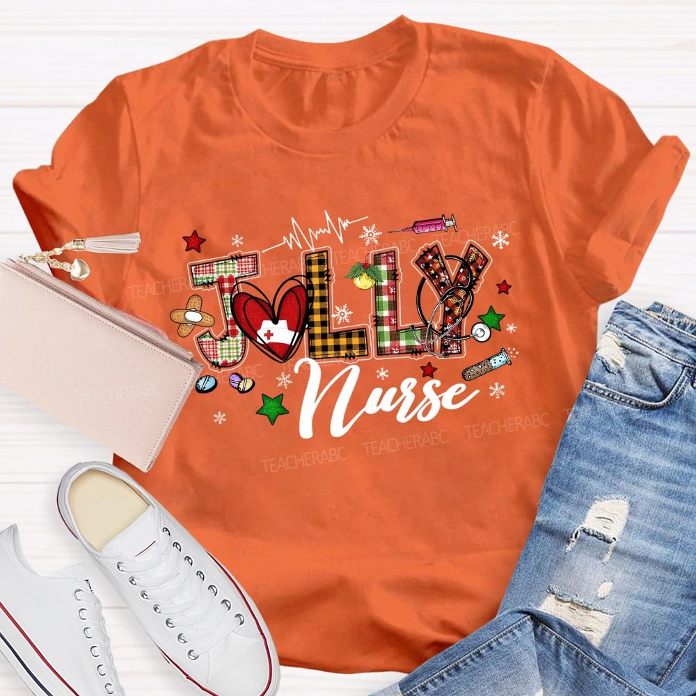 Festive Jolly Nurse Christmas T-shirt
