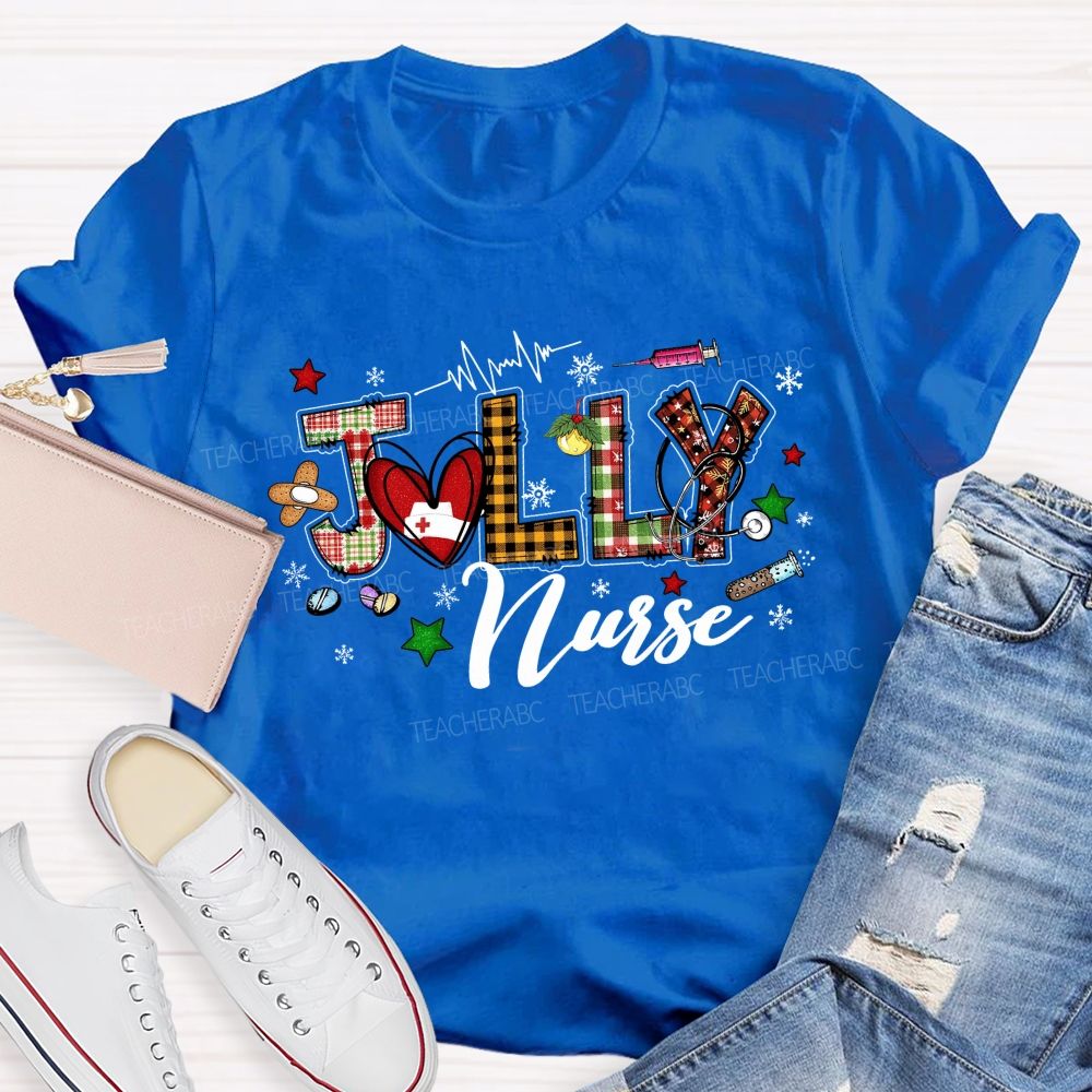 Festive Jolly Nurse Christmas T-shirt