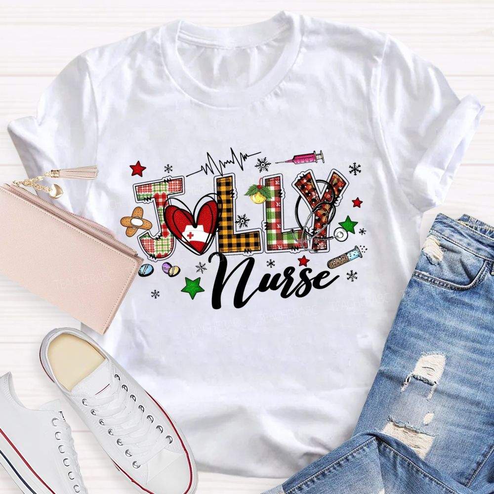 Festive Jolly Nurse Christmas T-shirt