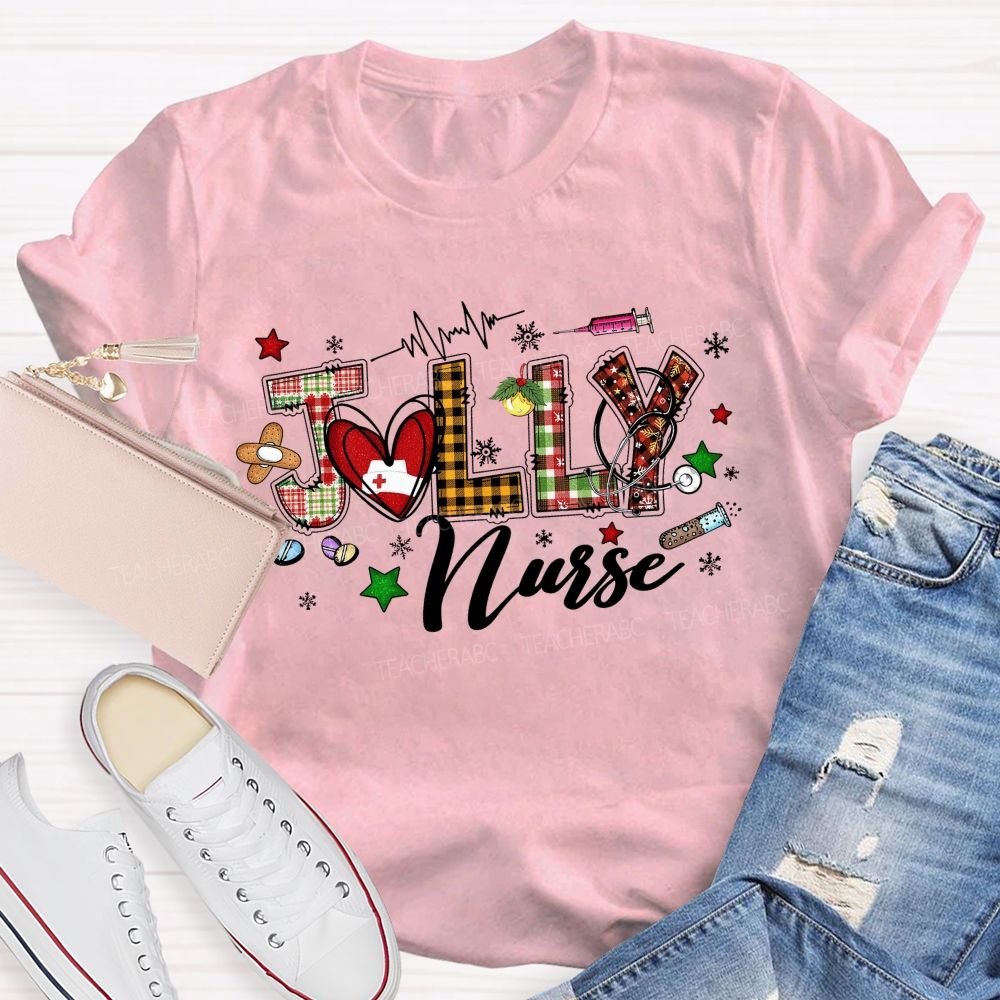 Festive Jolly Nurse Christmas T-shirt
