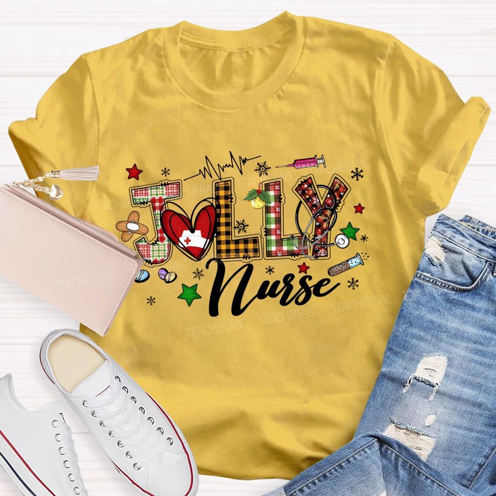 Festive Jolly Nurse Christmas T-shirt