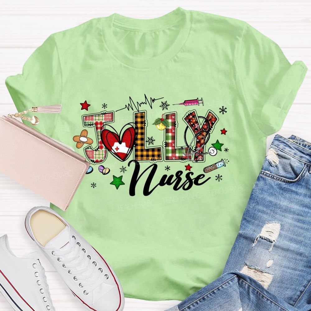 Festive Jolly Nurse Christmas T-shirt