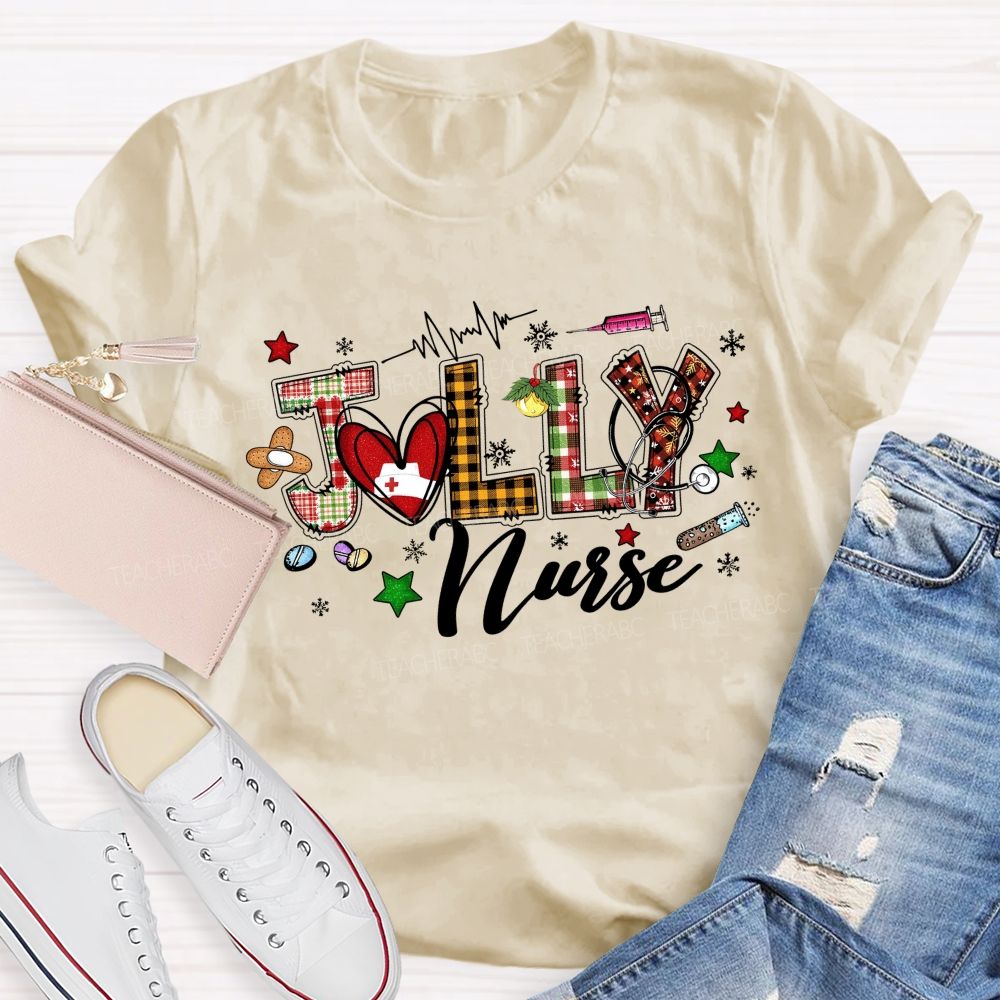 Festive Jolly Nurse Christmas T-shirt