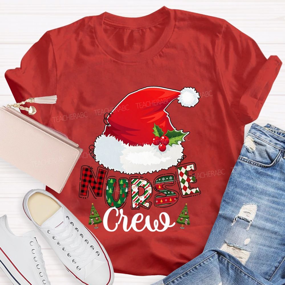 Christmas Nurse Crew Santa Hat T-shirt