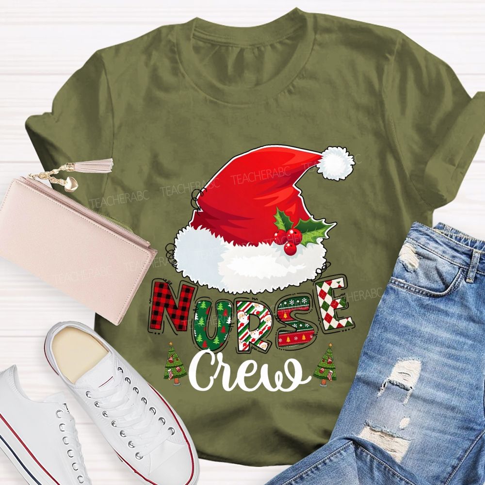 Christmas Nurse Crew Santa Hat T-shirt