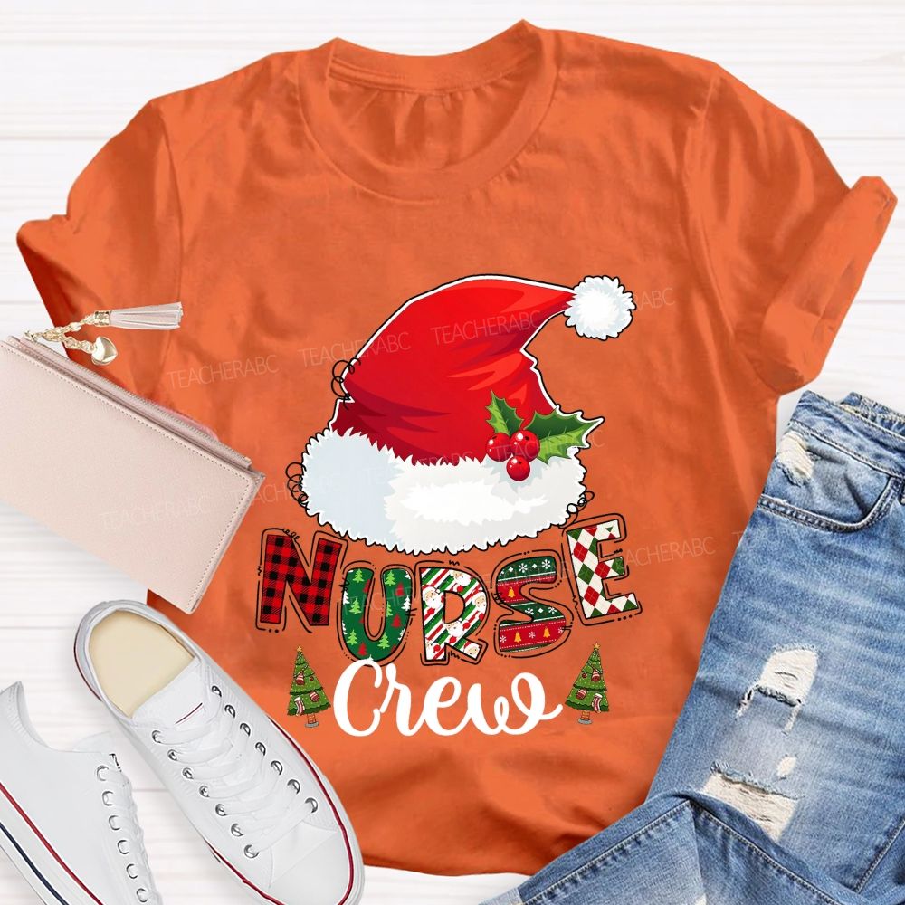 Christmas Nurse Crew Santa Hat T-shirt