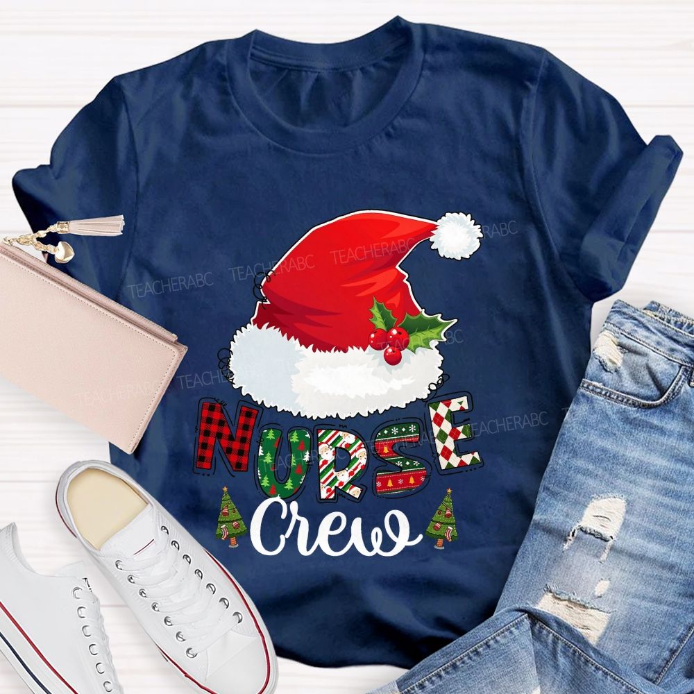 Christmas Nurse Crew Santa Hat T-shirt