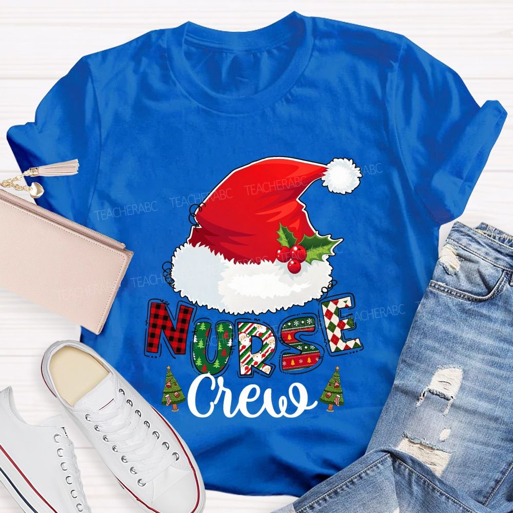 Christmas Nurse Crew Santa Hat T-shirt