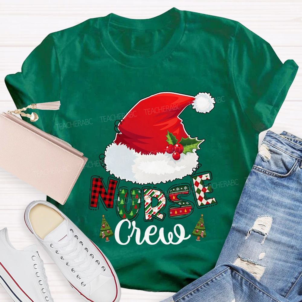 Christmas Nurse Crew Santa Hat T-shirt