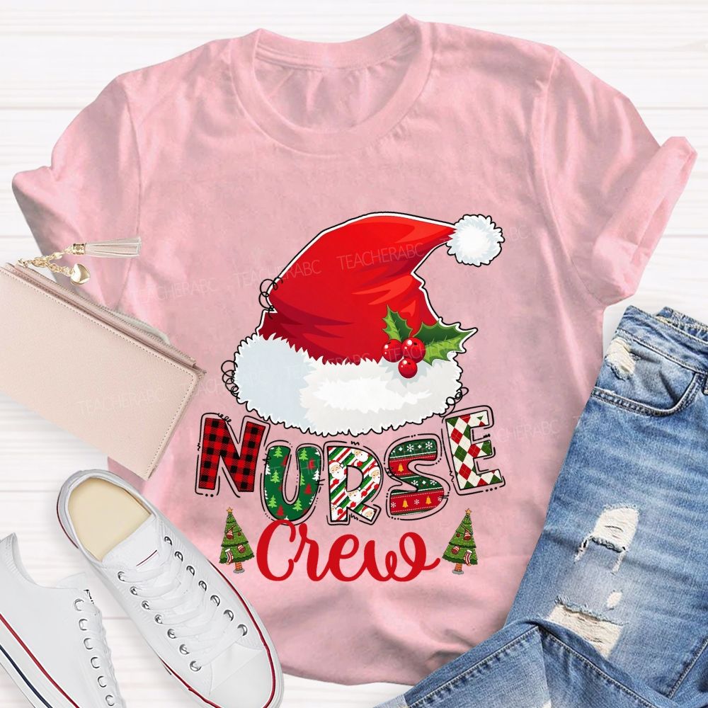 Christmas Nurse Crew Santa Hat T-shirt
