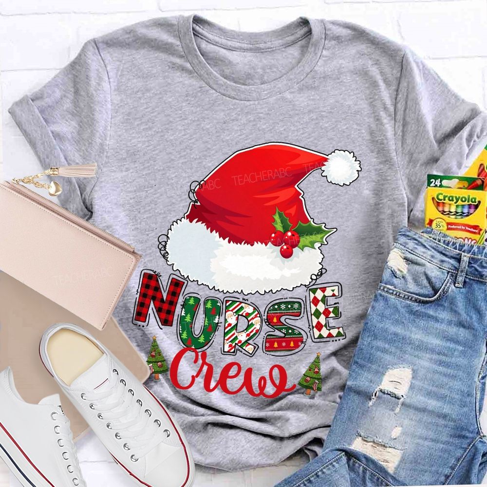 Christmas Nurse Crew Santa Hat T-shirt