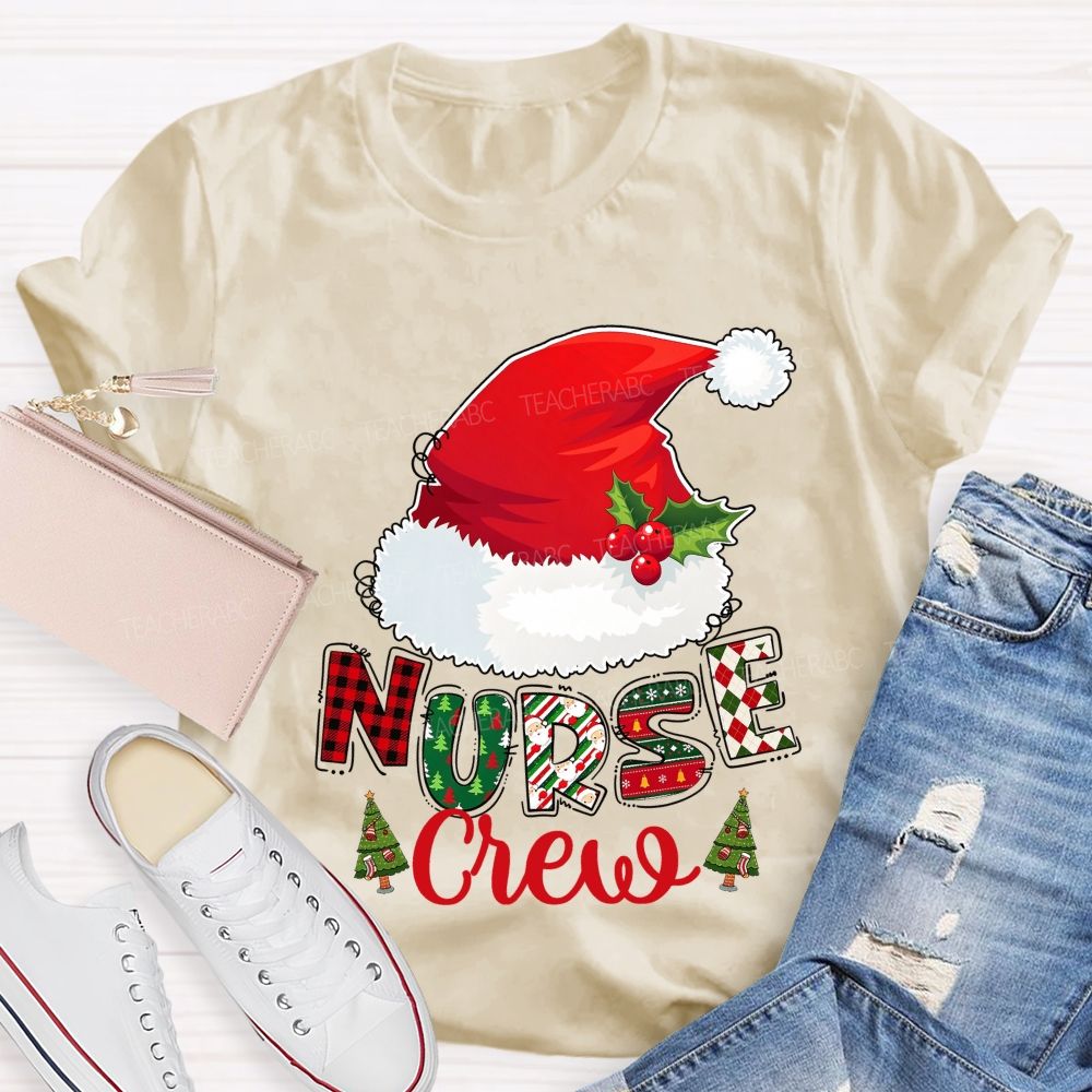 Christmas Nurse Crew Santa Hat T-shirt