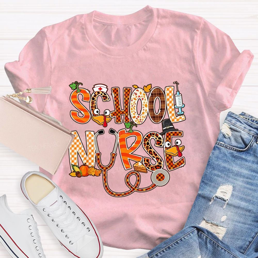 School Nurse Thanksgiving Vibes T-shirt