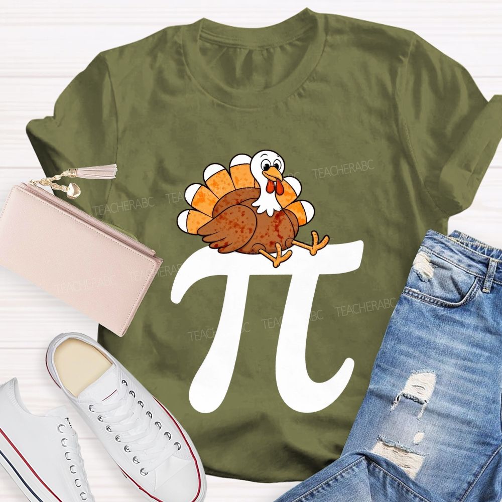 Turkey On Pi Symbol Thanksgiving Math Teacher T-shirt