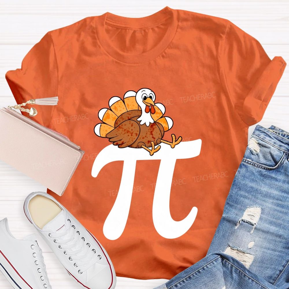 Turkey On Pi Symbol Thanksgiving Math Teacher T-shirt