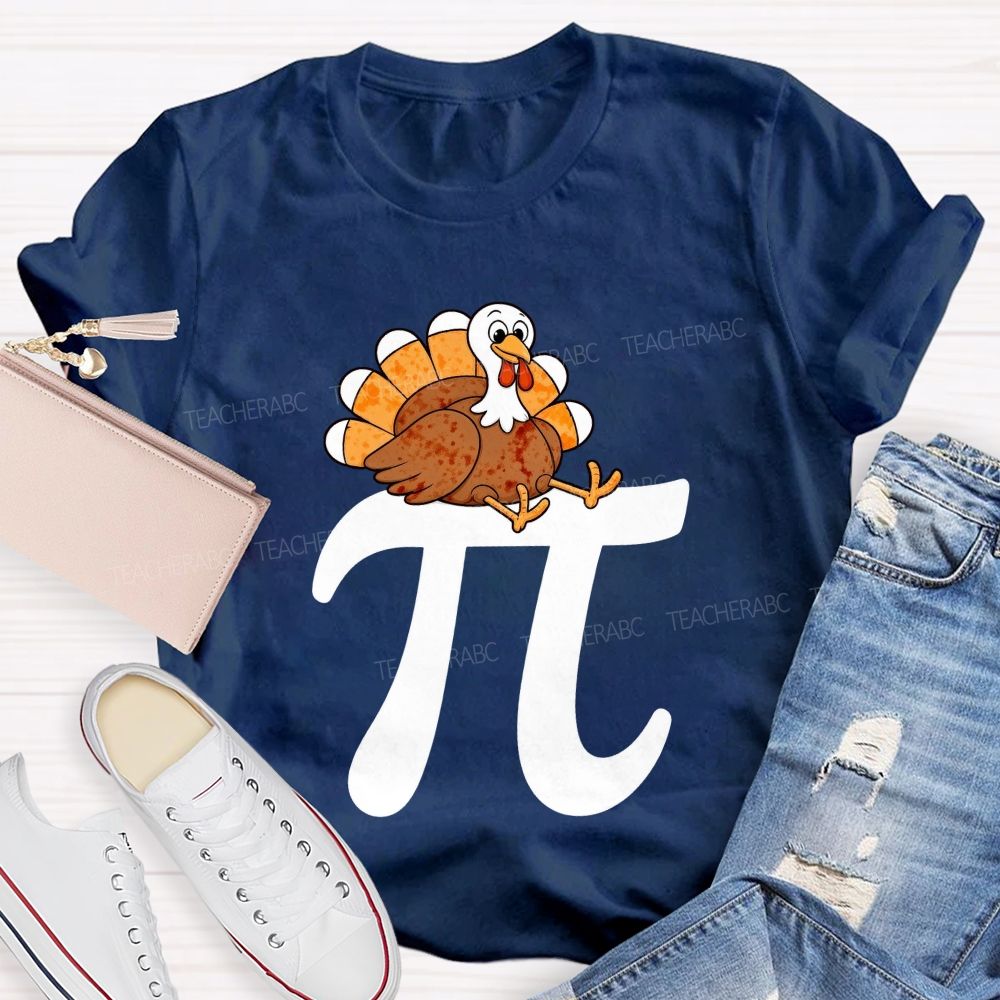 Turkey On Pi Symbol Thanksgiving Math Teacher T-shirt