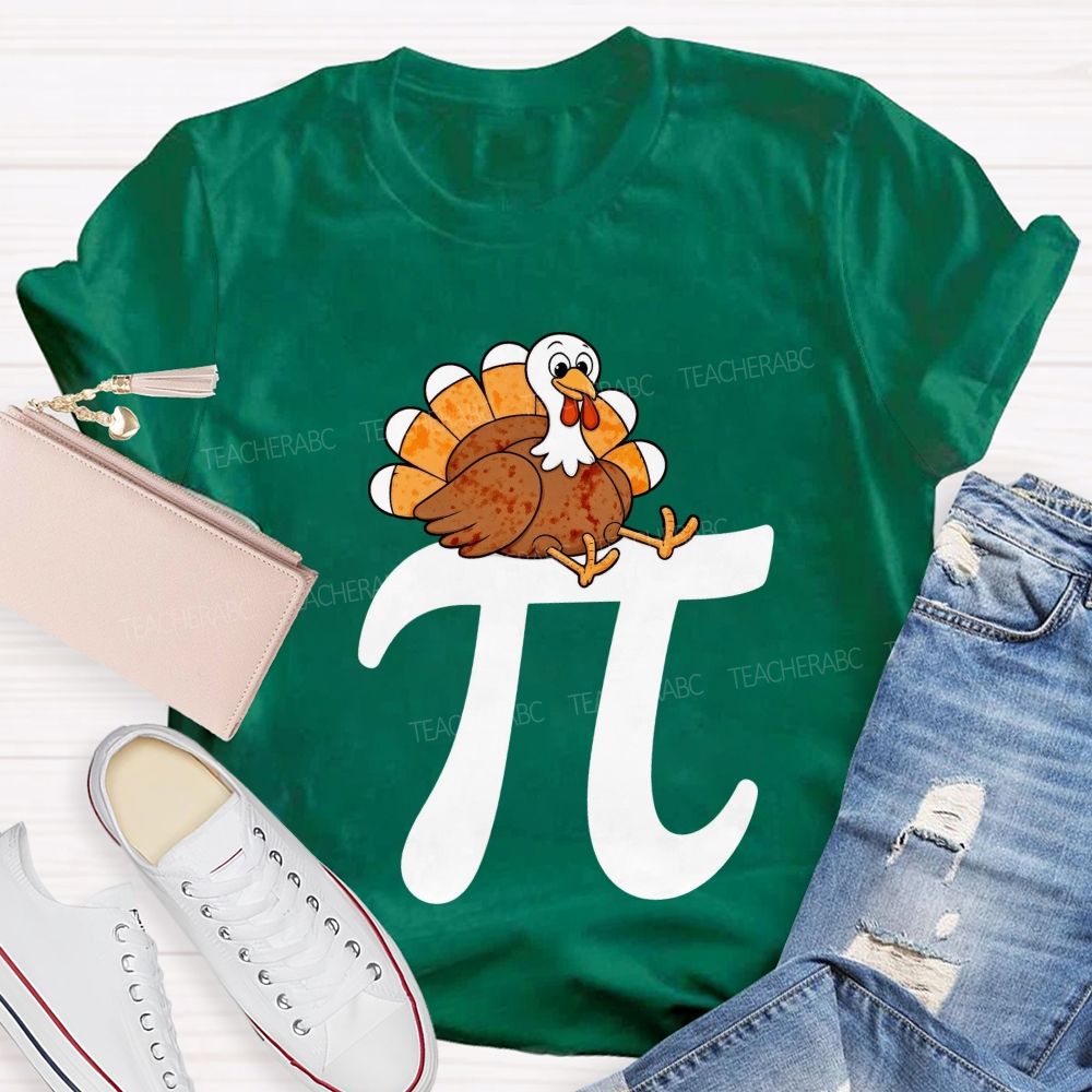 Turkey On Pi Symbol Thanksgiving Math Teacher T-shirt