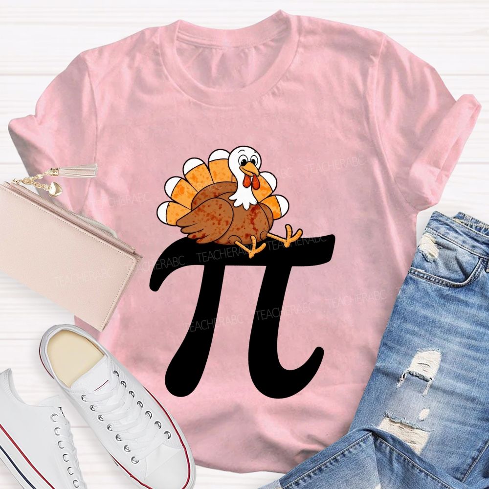 Turkey On Pi Symbol Thanksgiving Math Teacher T-shirt