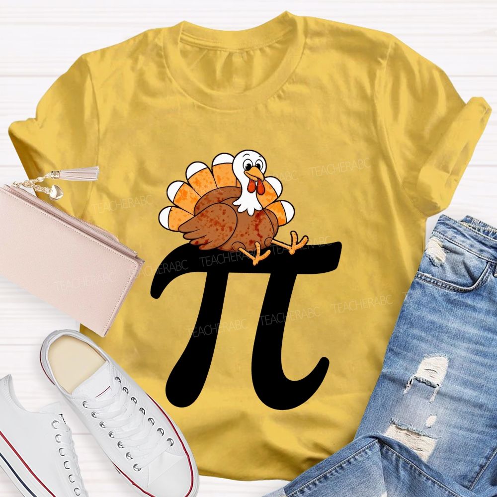 Turkey On Pi Symbol Thanksgiving Math Teacher T-shirt