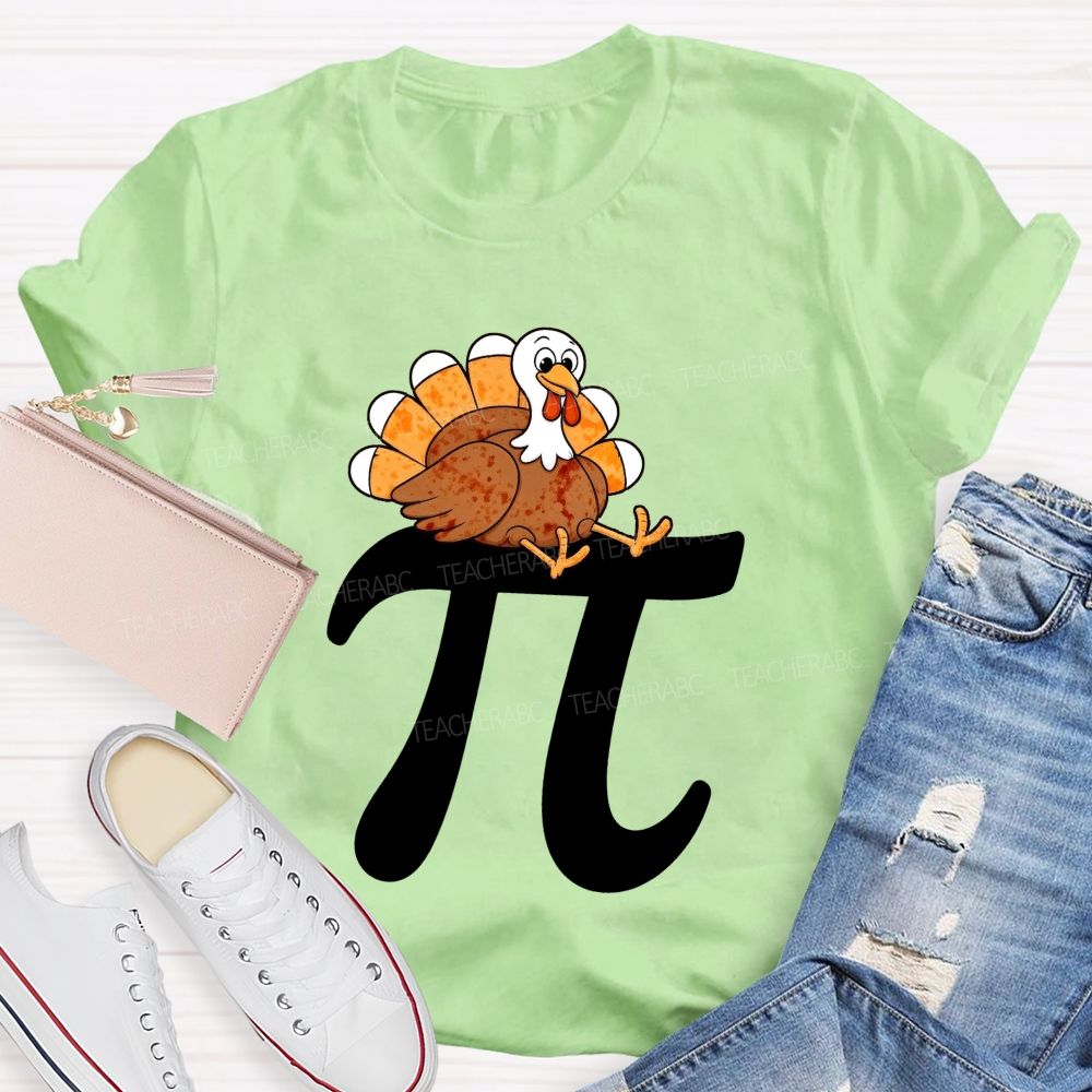 Turkey On Pi Symbol Thanksgiving Math Teacher T-shirt