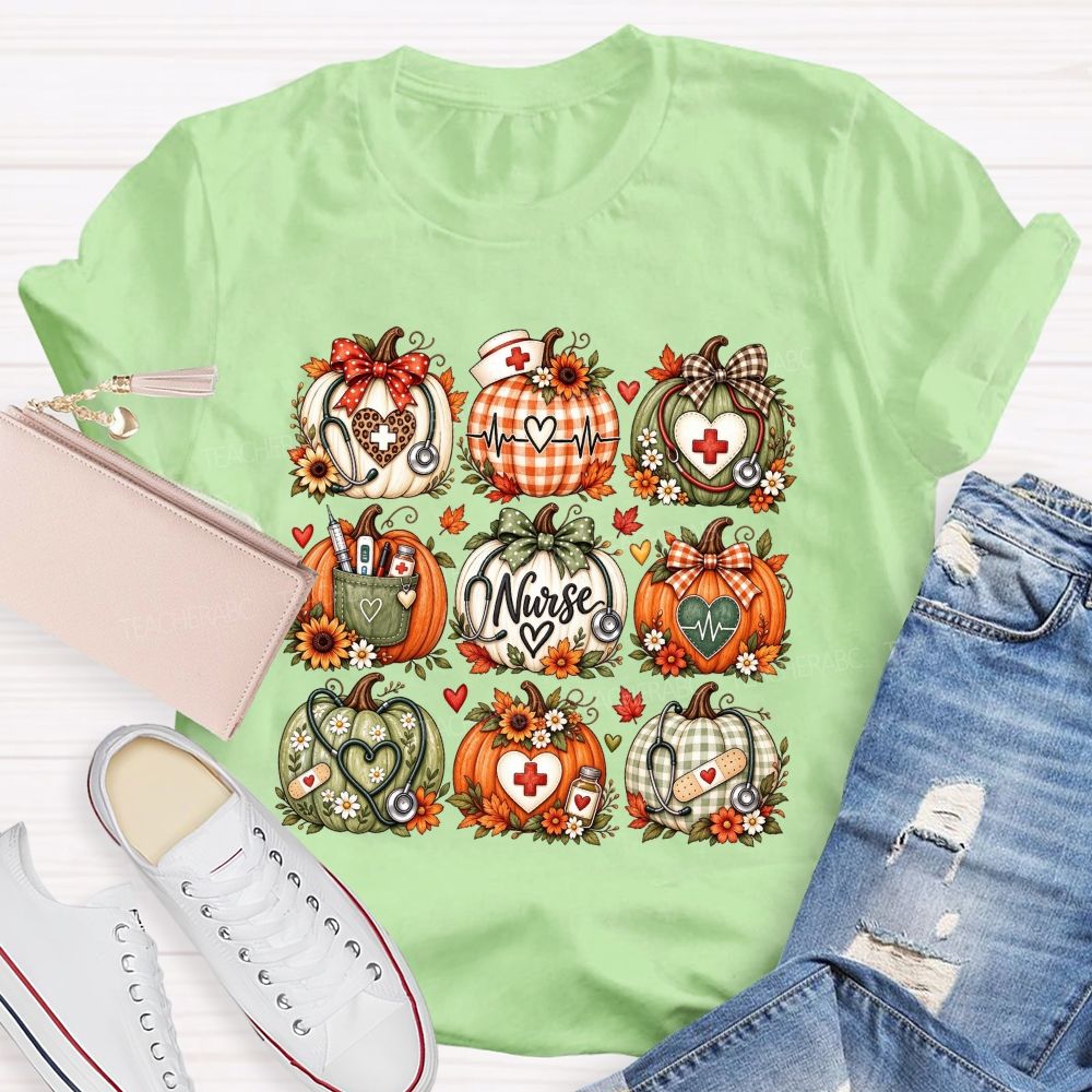 Fall Nurse Pumpkins Thanksgiving T-shirt