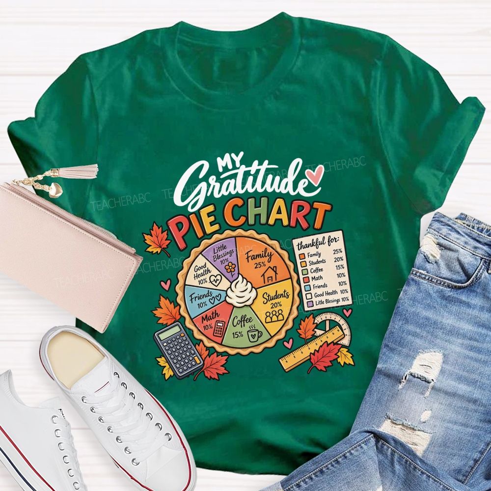 My Gratitude Pie Chart Math Teacher T-shirt