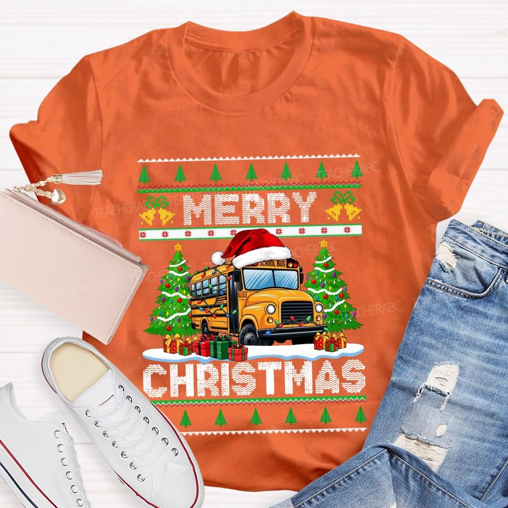 School Bus Driver Merry Christmas Holiday T-shirt