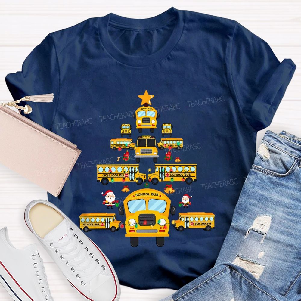 A Christmas Tree Made Of School Buses T-shirt