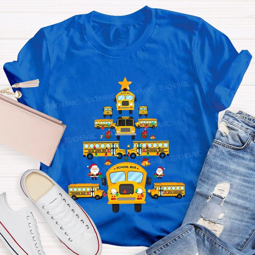 A Christmas Tree Made Of School Buses T-shirt