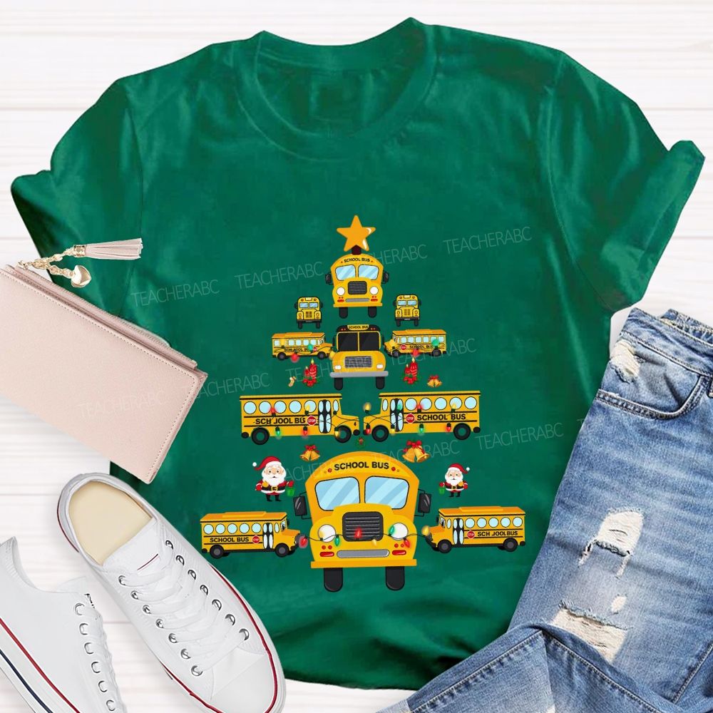 A Christmas Tree Made Of School Buses T-shirt