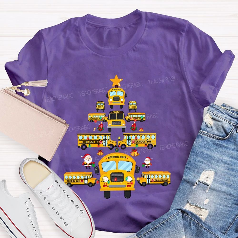 A Christmas Tree Made Of School Buses T-shirt