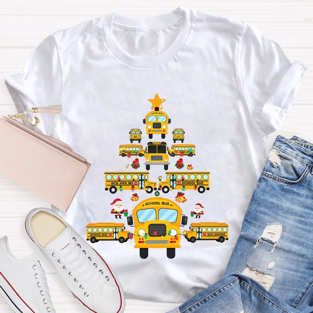 A Christmas Tree Made Of School Buses T-shirt