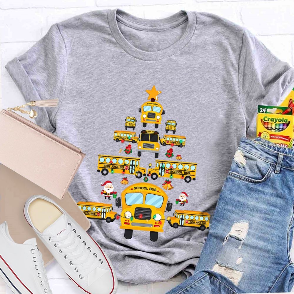 A Christmas Tree Made Of School Buses T-shirt