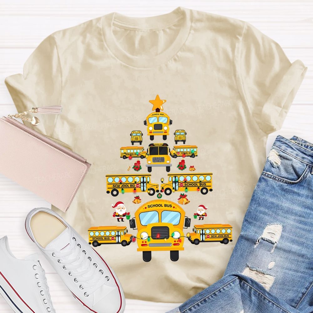 A Christmas Tree Made Of School Buses T-shirt