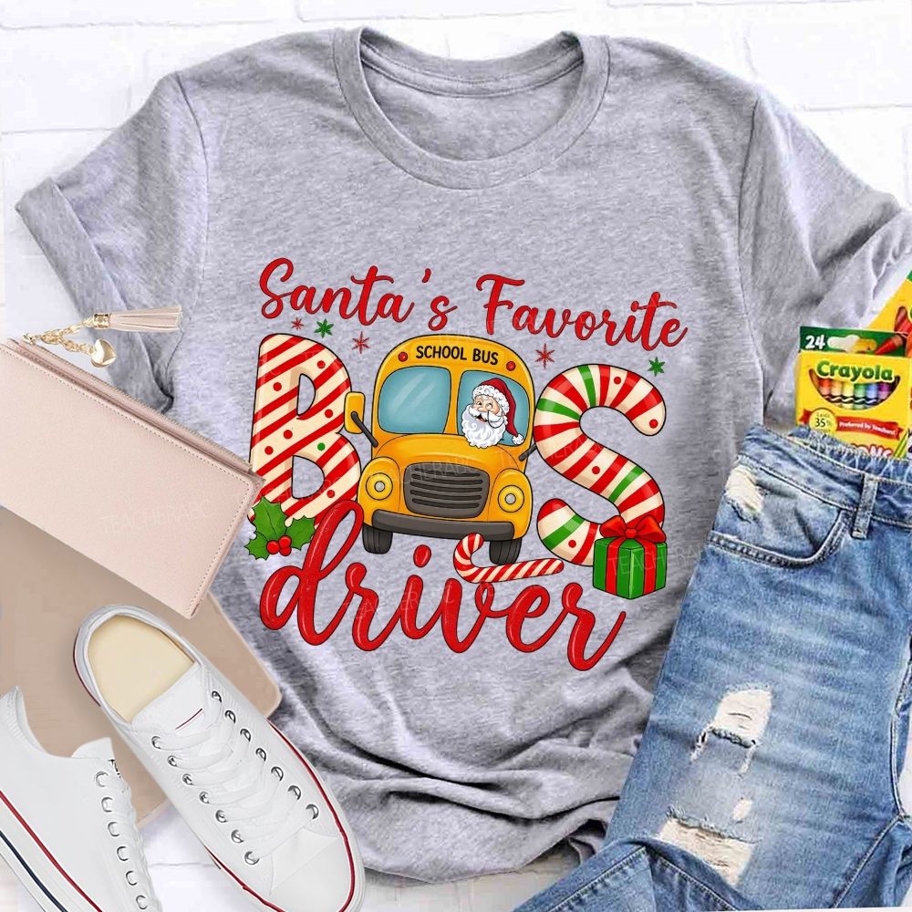 Santa’S Favorite School Bus Driver Christmas T-shirt