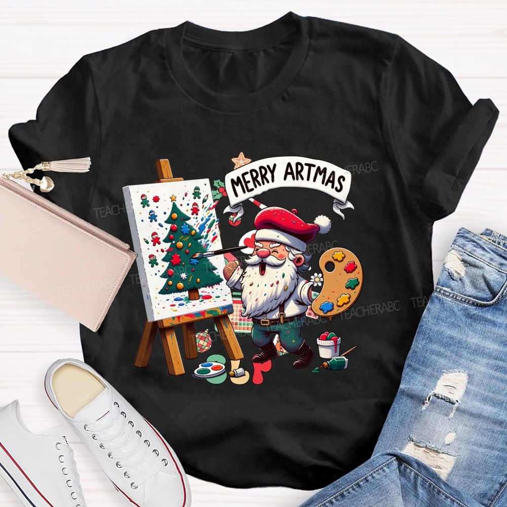 Merry Artmas Fun Christmas For Art Teachers T-shirt