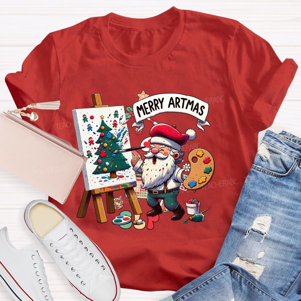 Merry Artmas Fun Christmas For Art Teachers T-shirt