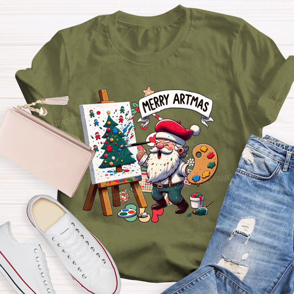 Merry Artmas Fun Christmas For Art Teachers T-shirt